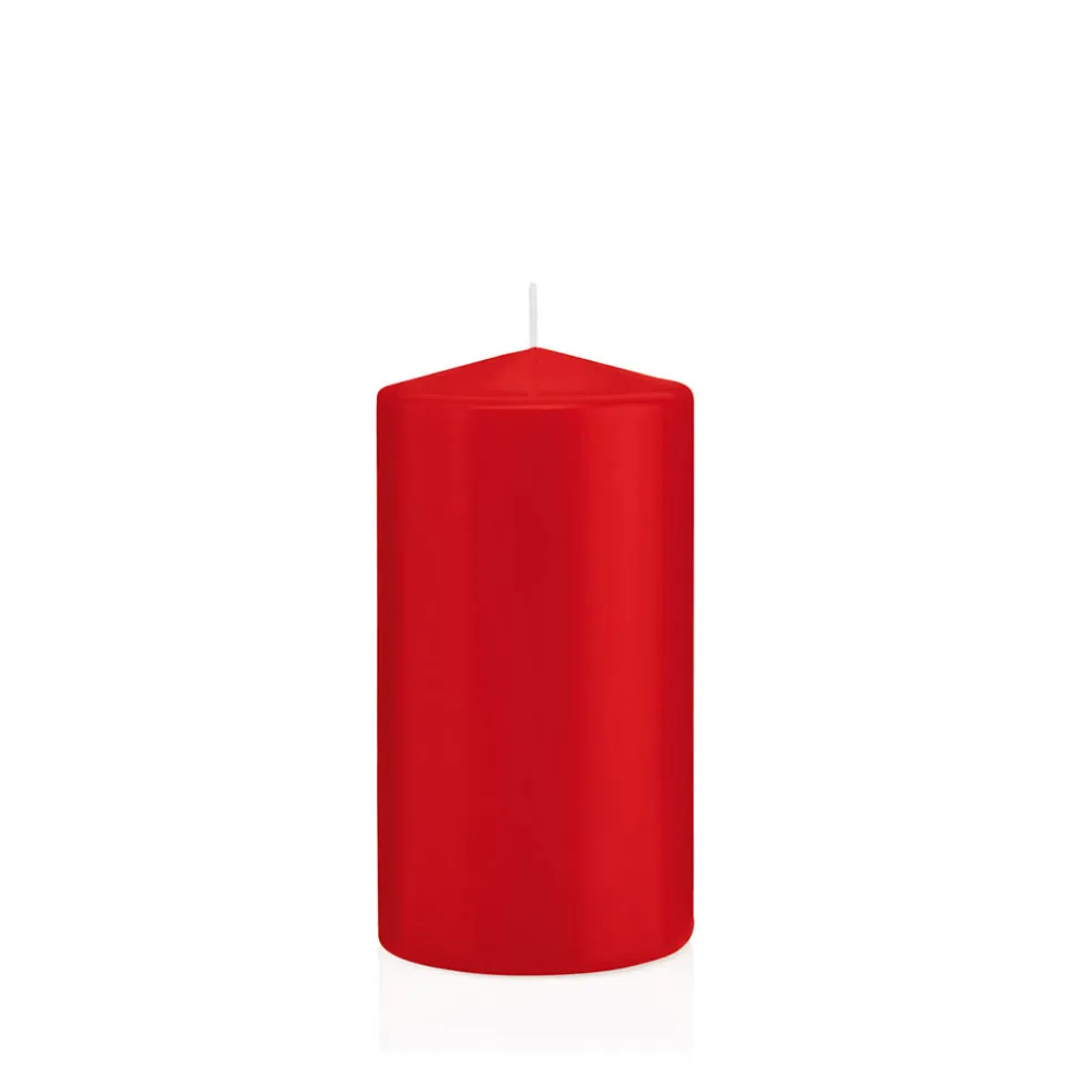 SALE Getauchte glatte Stumpen-Kerze, ca. Höhe: 150mm, Ø 80mm, Farbe: Rot