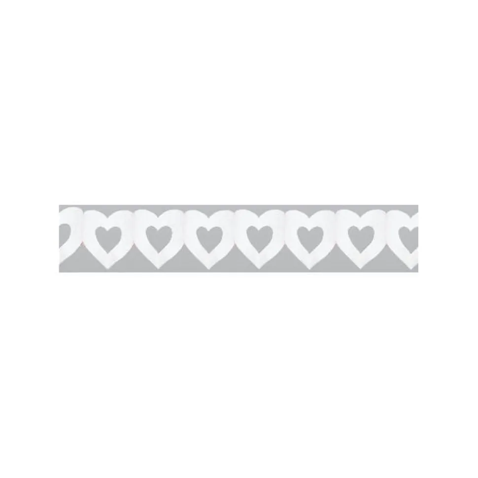 SALE Girlande Cut-Out Herz, weiß, 3 m