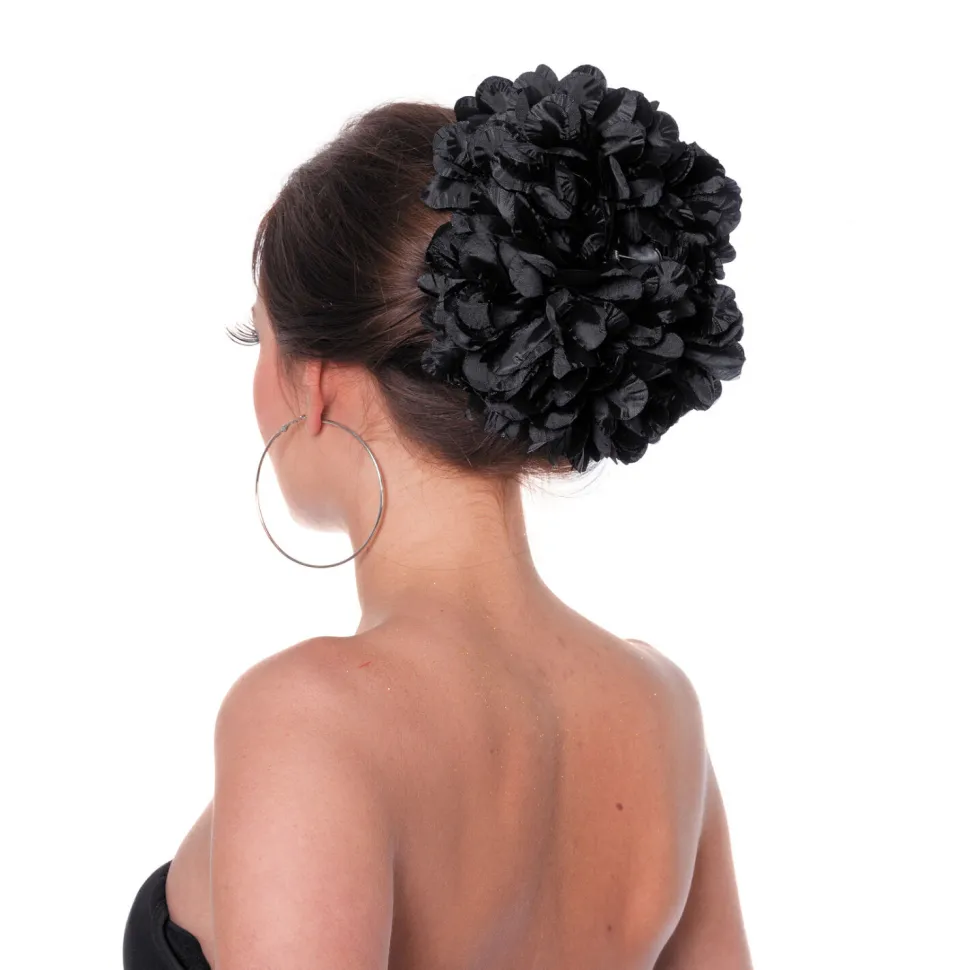 SALE Haarspange mit Chrysantheme, schwarz