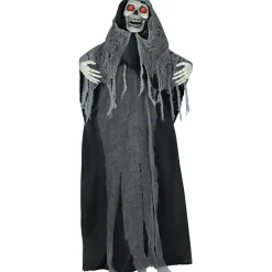 SALE Halloween-Deko Figur Skelett mit Fetzenkutte, mit Licht- und Soundeffekt, 170cm