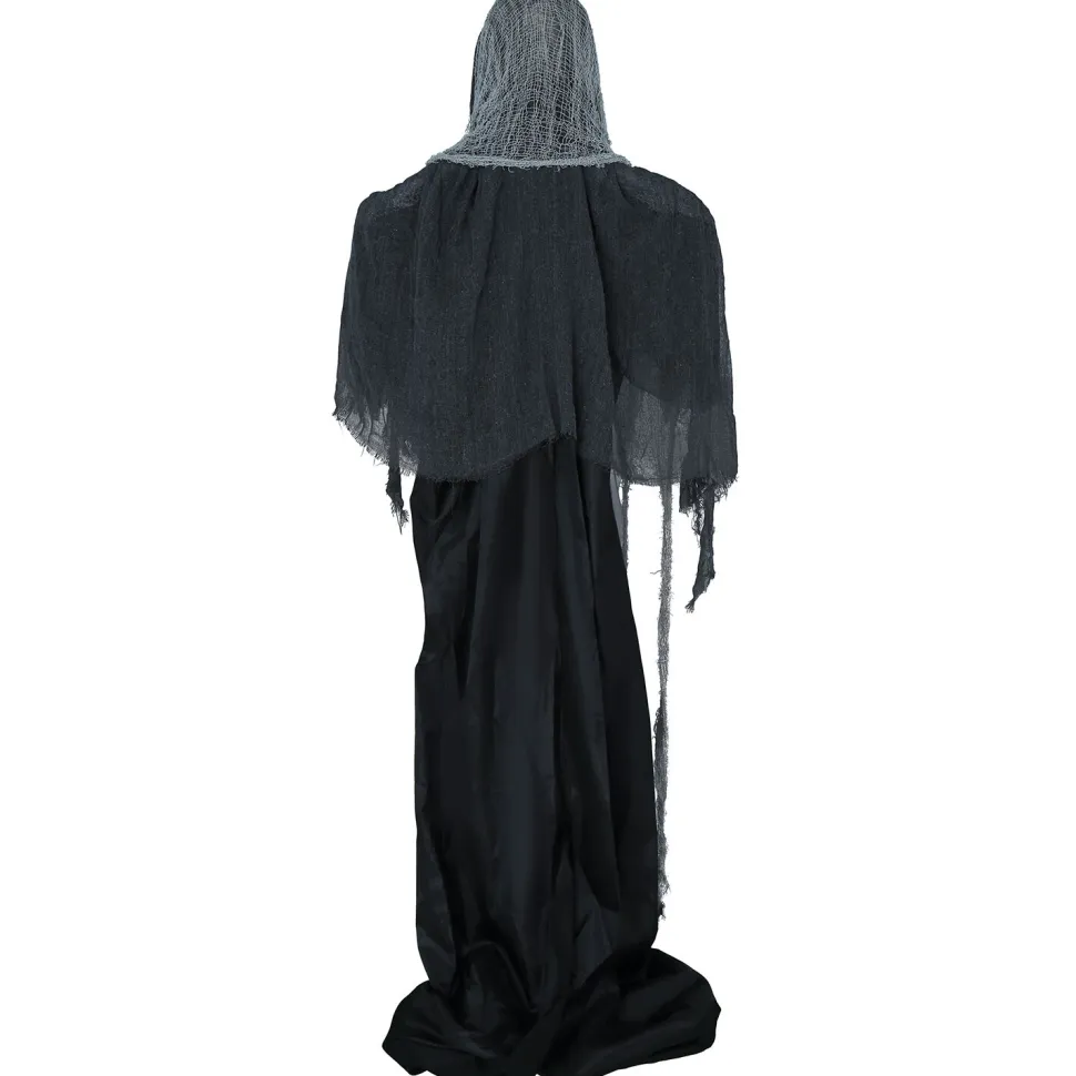 SALE Halloween-Deko Figur Skelett mit Fetzenkutte, mit Licht- und Soundeffekt, 170cm