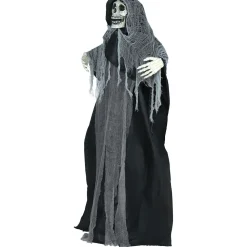 SALE Halloween-Deko Figur Skelett mit Fetzenkutte, mit Licht- und Soundeffekt, 170cm