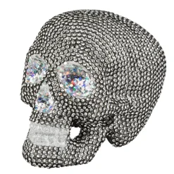SALE Halloween-Deko Schädel mit Glitzersteinen, ca. 19 x 15cm, Totenschädel