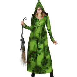 SALE Halloween-Kostüm Waldhexe, Kleid mit Kapuze, Grün, Größe S