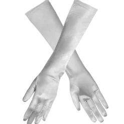 SALE Handschuhe Monte Carlo Satin, 40 cm, silber
