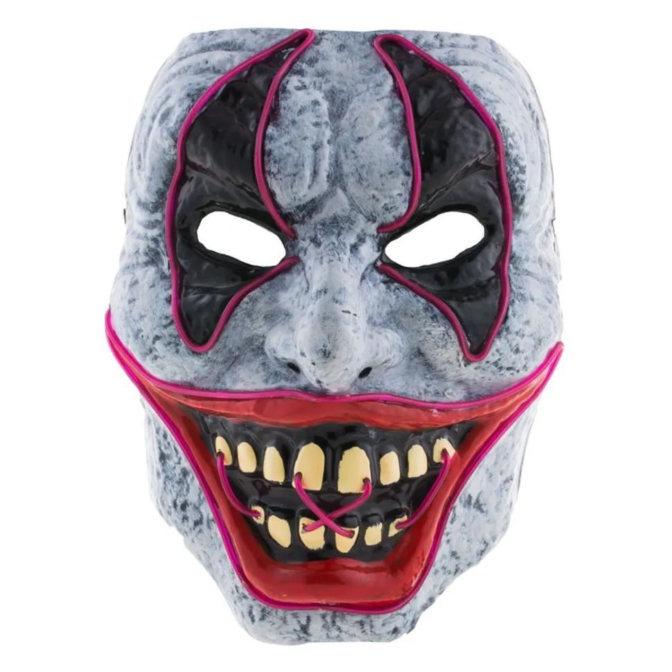SALE Hartplastik-Halbmaske Halloween-Clown mit LED