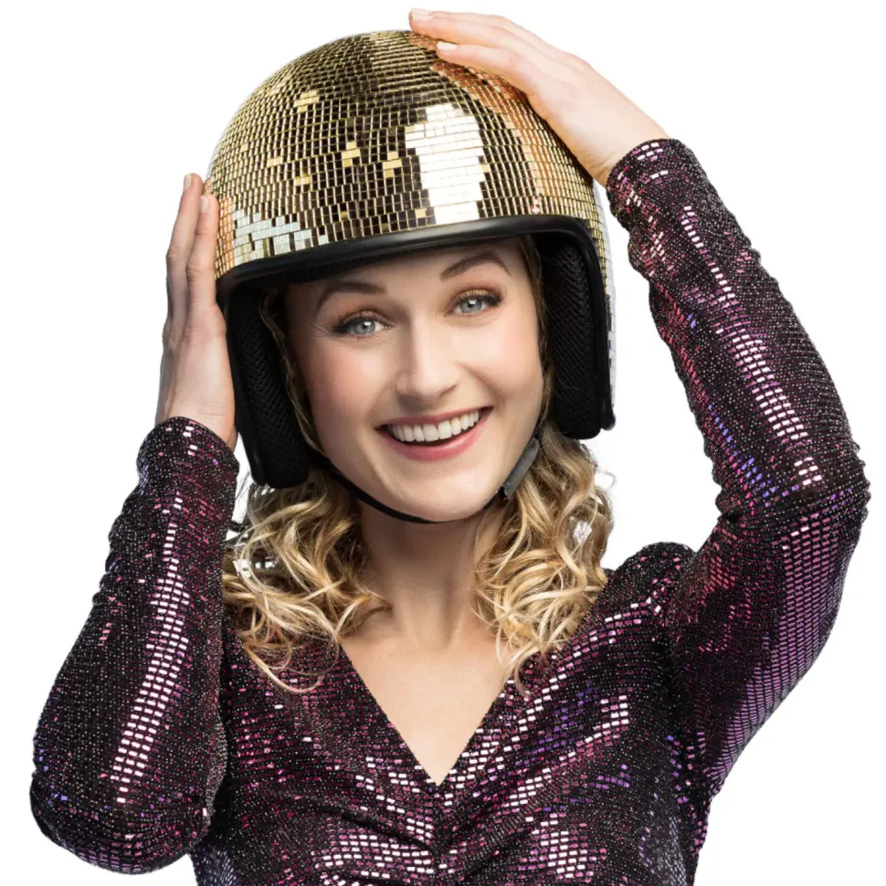 SALE Helm Disco-Kugel, Einheitsgröße, Gold