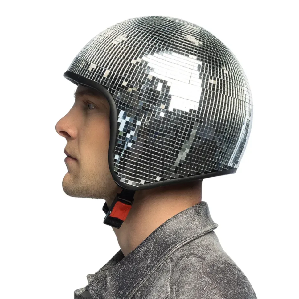 SALE Helm Disco-Kugel, Einheitsgröße, Silber
