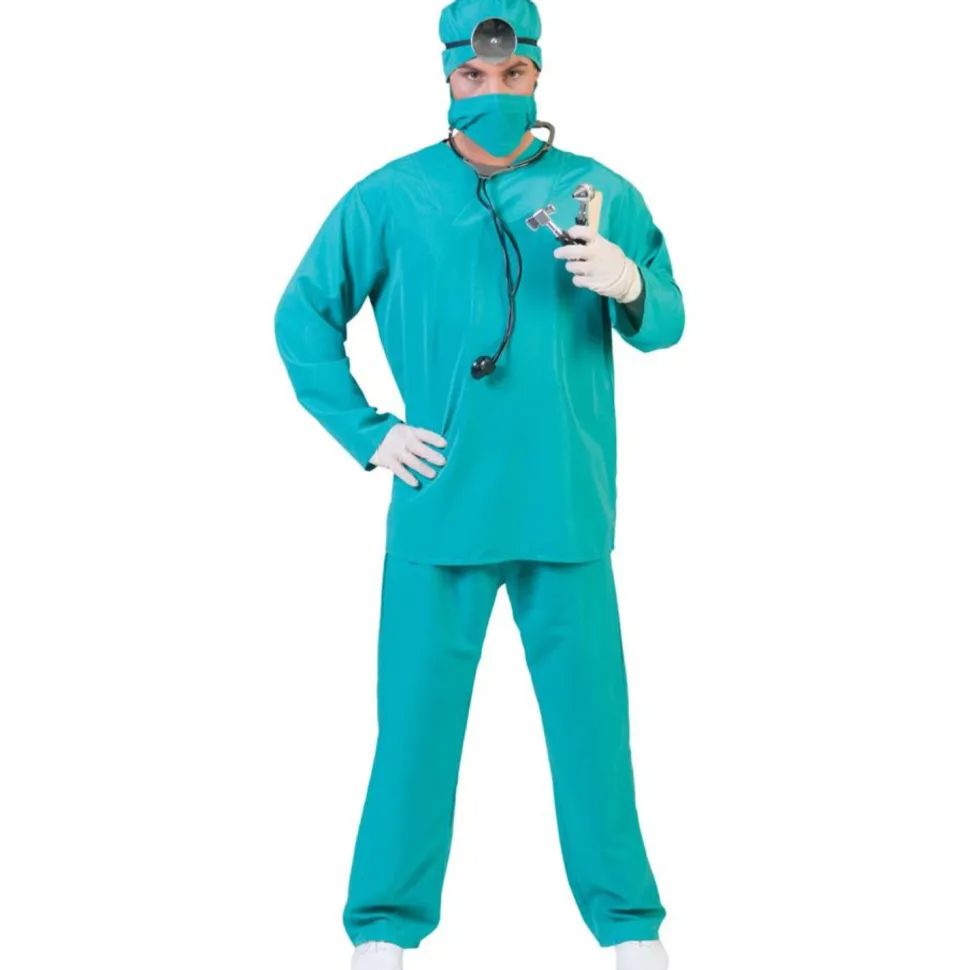 SALE Herren-Kostüm Chirurg Sam, 4-tlg. mit Shirt, Hose, Maske und Haube, Gr. 52-54