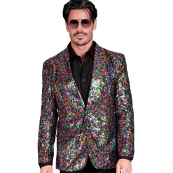 SALE Herren-Kostüm Disco-Jackett mit Pailletten, bunt, Gr. S