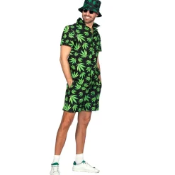 SALE Herren-Kostüm Festival-Set Hanf mit Hemd und Hose, schwarz-grün, Gr. S
