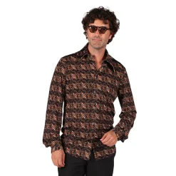 SALE Herren-Kostüm Hippie-Hemd Retro Groovy, schwarz, Gr. S