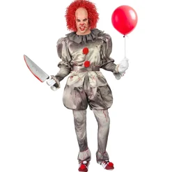 SALE Herren-Kostüm Killer-Clown, Overall und Schuhüberzieher, Gr. S
