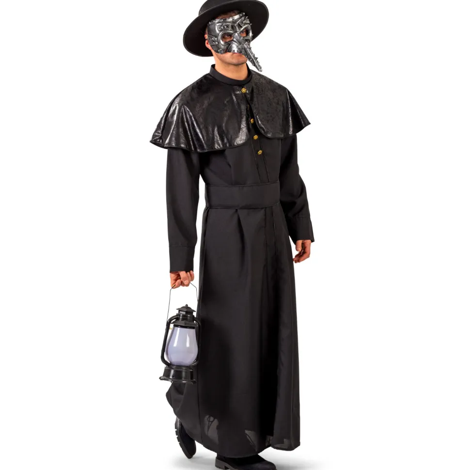 SALE Herren-Kostüm Mantel Pest-Doktor, schwarz, Gr. 48-50