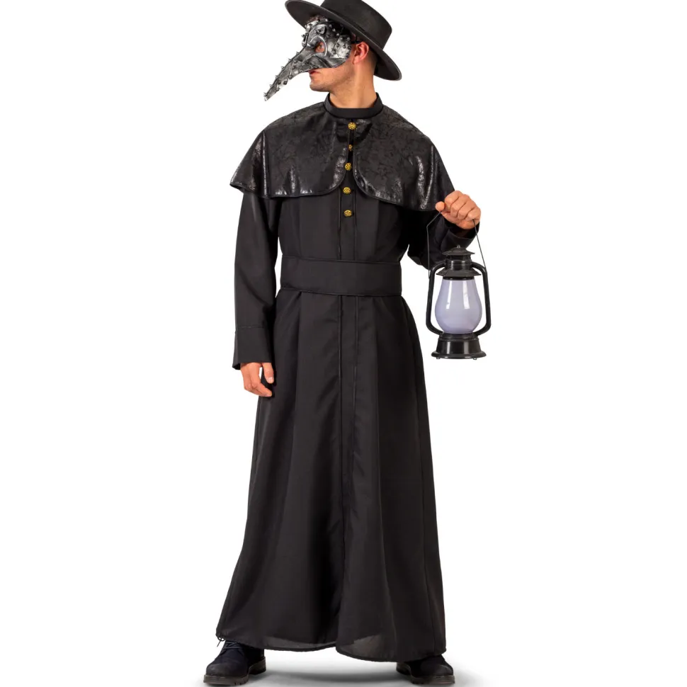 SALE Herren-Kostüm Mantel Pest-Doktor, schwarz, Gr. 48-50
