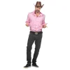 SALE Herren-Kostüm Westernhemd rosa, mit silbernen Applikationen, Gr. M