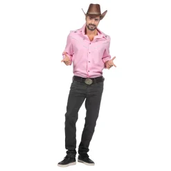 SALE Herren-Kostüm Westernhemd rosa, mit silbernen Applikationen, Gr. M
