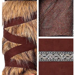 SALE Herren-Kostüm Wikinger Häutpling, mit Oberteil, Hose, Stulpen, Gürtel & Helm, Gr. S