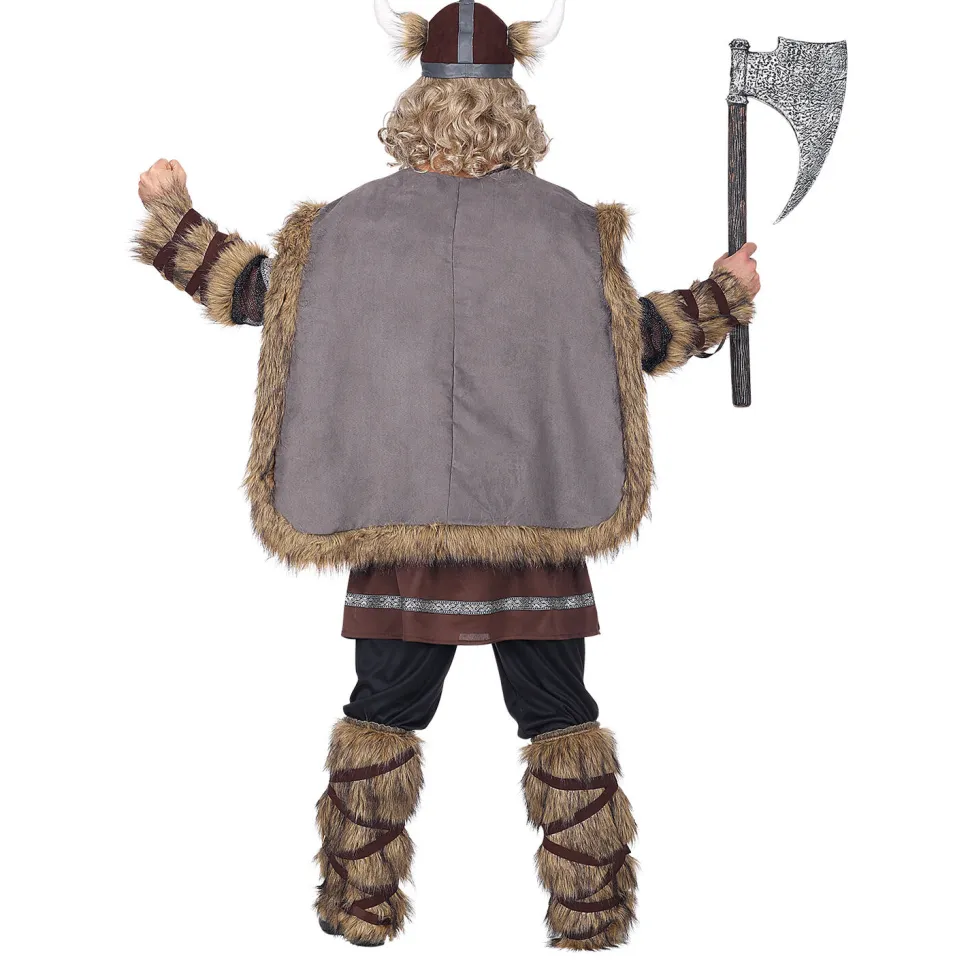 SALE Herren-Kostüm Wikinger Häutpling, mit Oberteil, Hose, Stulpen, Gürtel & Helm, Gr. S