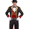 SALE Herren-Kostüm Zirkus-Direktor, Frack mit Pailletten, schwarz-dunkelrot, Gr. S