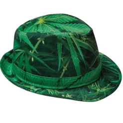 SALE Hut Hanf Fedora, grün, mit Hanf-Muster