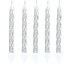 SALE Kerzen gedreht silber, 10 Stück