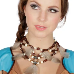 SALE Kette Indianerin, mit Perlen und Federn