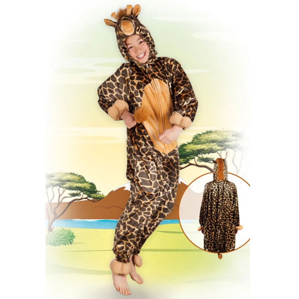 SALE Kinder-Kostüm Overall Giraffe, Gr. M bis 140cm Körpergröße - Plüschkostüm, Tierkostüm