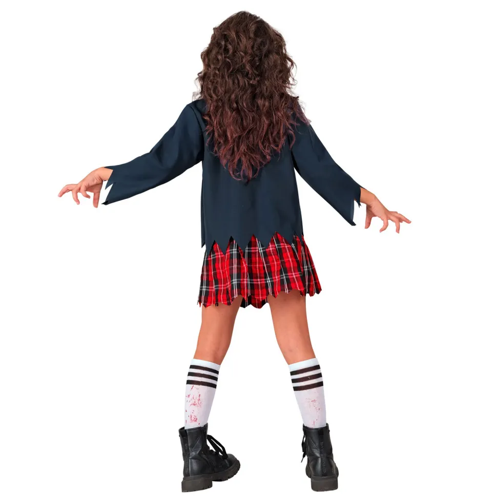 SALE Kinder-Kostüm Zombie Schulmädchen, inkl. Jacke, Bluse, Rock, Krawatte und Strümpfe, Gr. 116