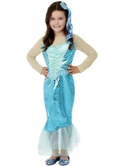 SALE Kostüm Meerjungfrau, Blau, Kleid und Haarschmuck, Größe: geeignet für 7-9 Jährige