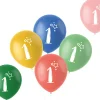 SALE Latex-Luftballons Retro-Vibes bunt, 33cm Durchmesser, 6 Stück, Aufdruck: 1