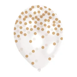 SALE Luftballon Konfetti tranparent, Gold, 6 Stk.
