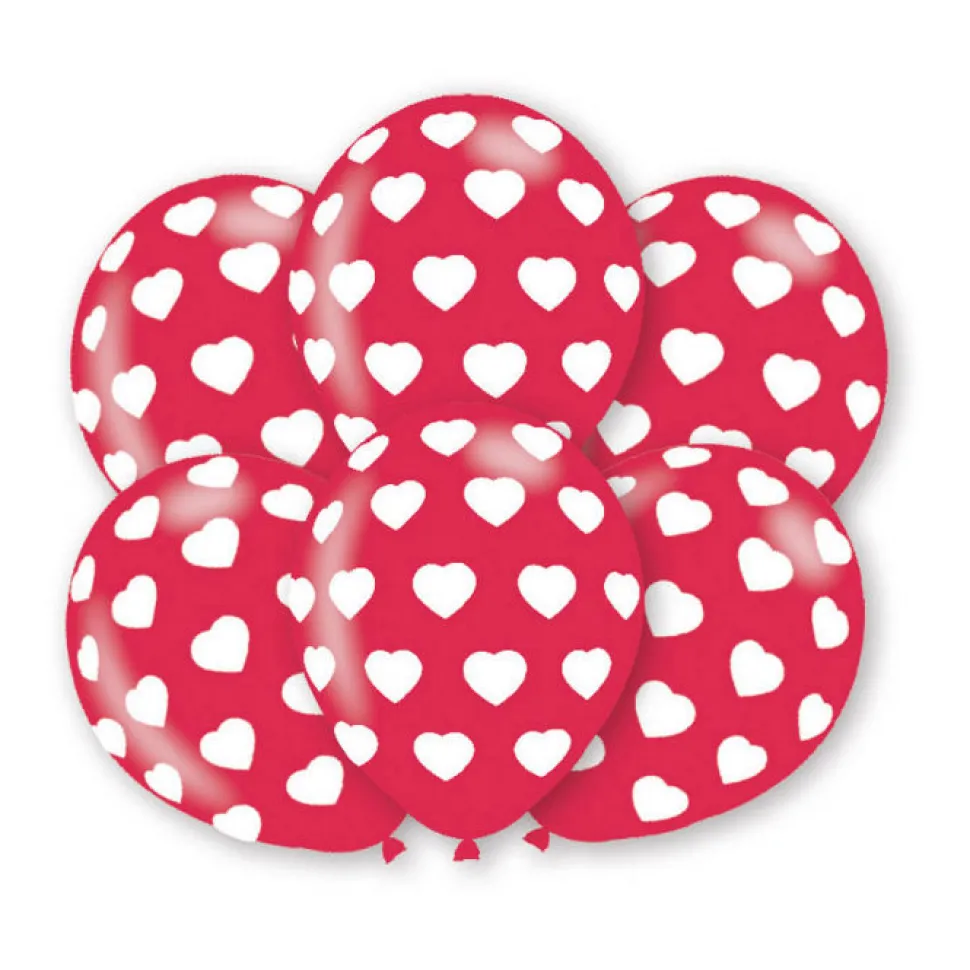 SALE Luftballon Polka Hearts, Rot, 6 Stk.