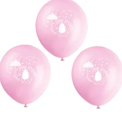 SALE Luftballons mit Elefant für Baby Shower Party, weiß / rosa, Größe: ca. 30 cm, einseitig bedruckt, 8 Stück