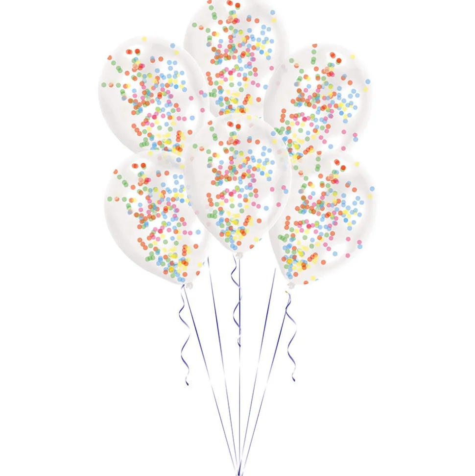 SALE Luftballons mit Konfetti, bunt, 6 Stück, 27cm
