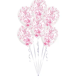 SALE Luftballons mit Konfetti, rosa, 6 Stück, 27cm