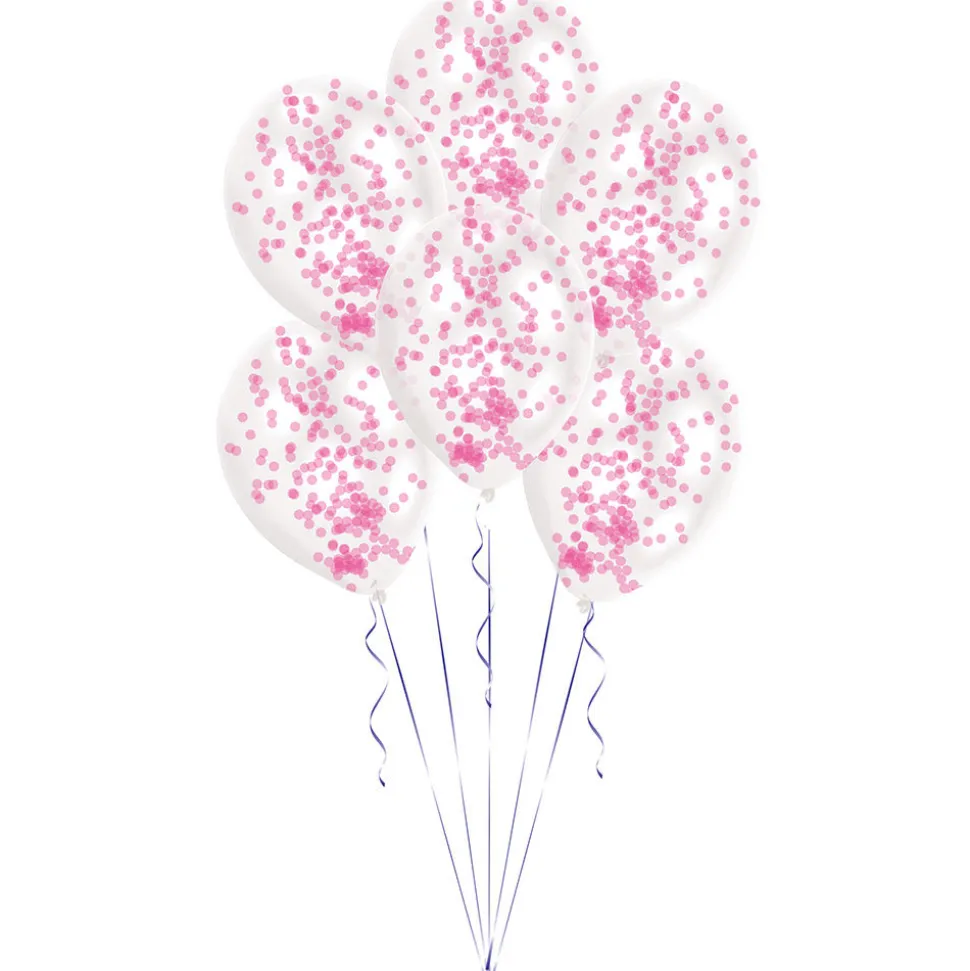 SALE Luftballons mit Konfetti, rosa, 6 Stück, 27cm