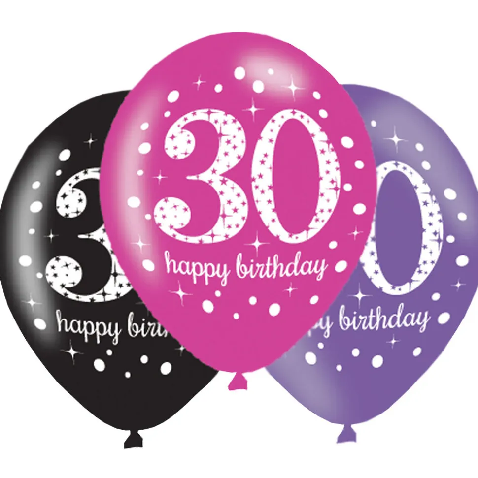 SALE Luftballons Sparkling pink 30, 6 Stück, 27cm