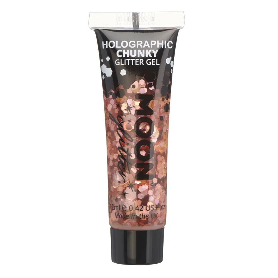 SALE Moon Creations Glitzer Schminkgel holographisch, grob, 12 ml, rose-gold