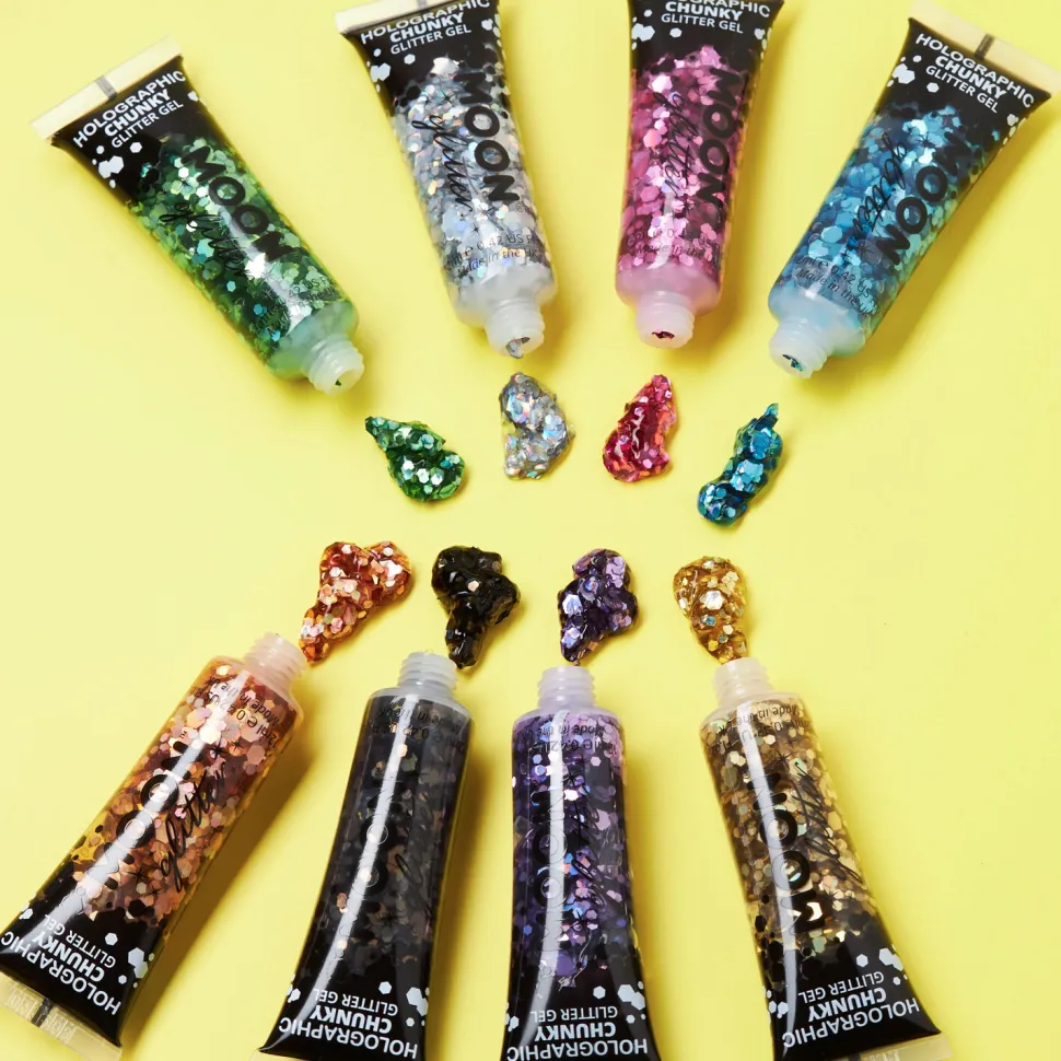SALE Moon Creations Glitzer Schminkgel holographisch, grob, 12 ml, rose-gold