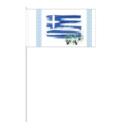SALE Papierflaggen Griechenland mit Stab, 12 x 21 cm, 10 Stück