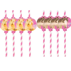SALE Papier-Trinkhalme Hübsche Ponys, 8 Stück