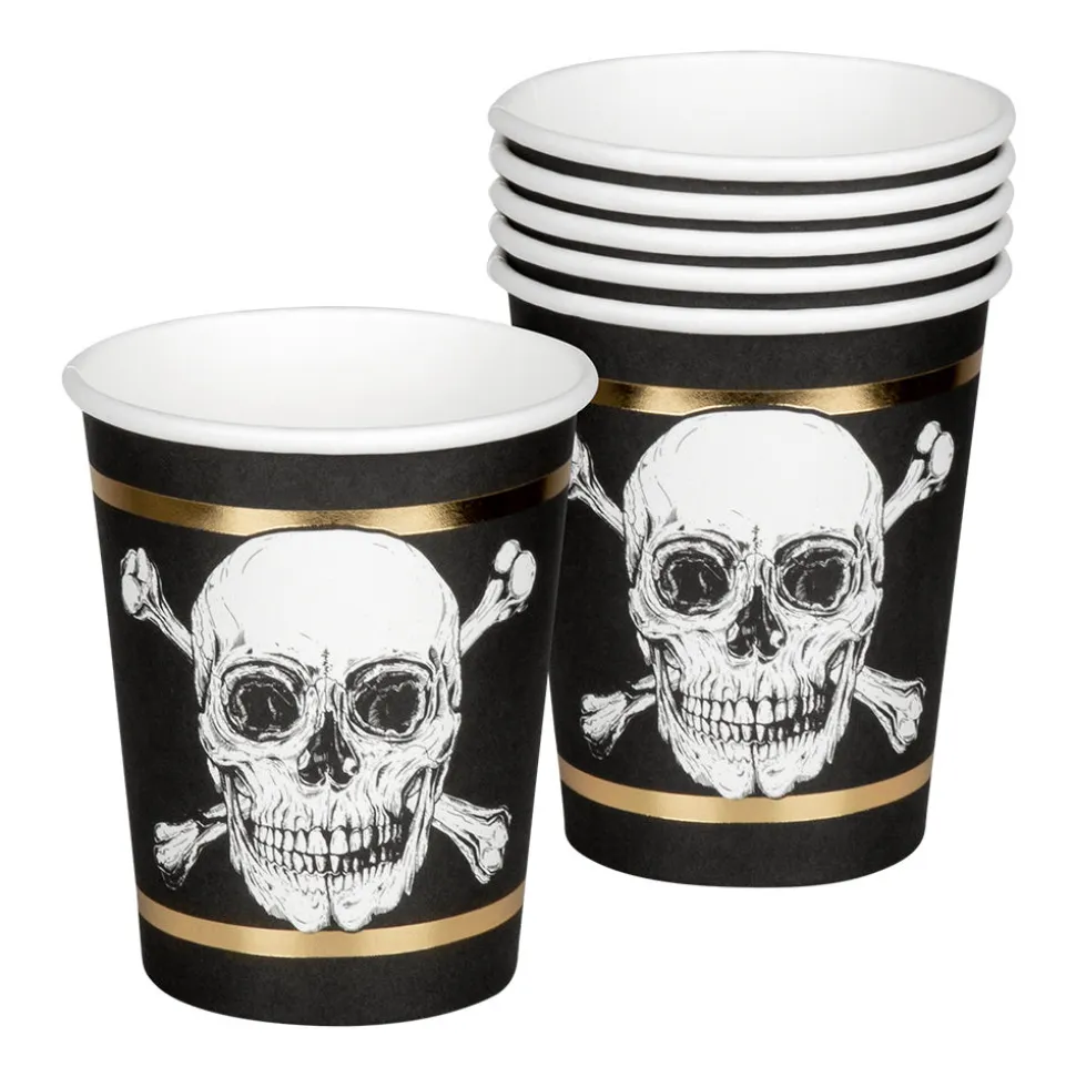 SALE Papp-Becher Piraten mit Totenkopf, ca. 210ml, 10 Stück