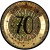 SALE Papp-Teller Happy Birthday 70 gold-schwarz, 10 Stück, ca. 23cm