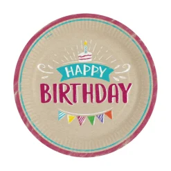 SALE Papp-Teller Happy Birthday, 8 Stück, Ø 23cm