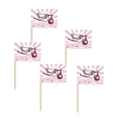 SALE Party Picker Baby Girl mit Storch, rosa