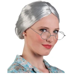 SALE Perücke Damen Großmütterchen mit Knoten, silbergrau