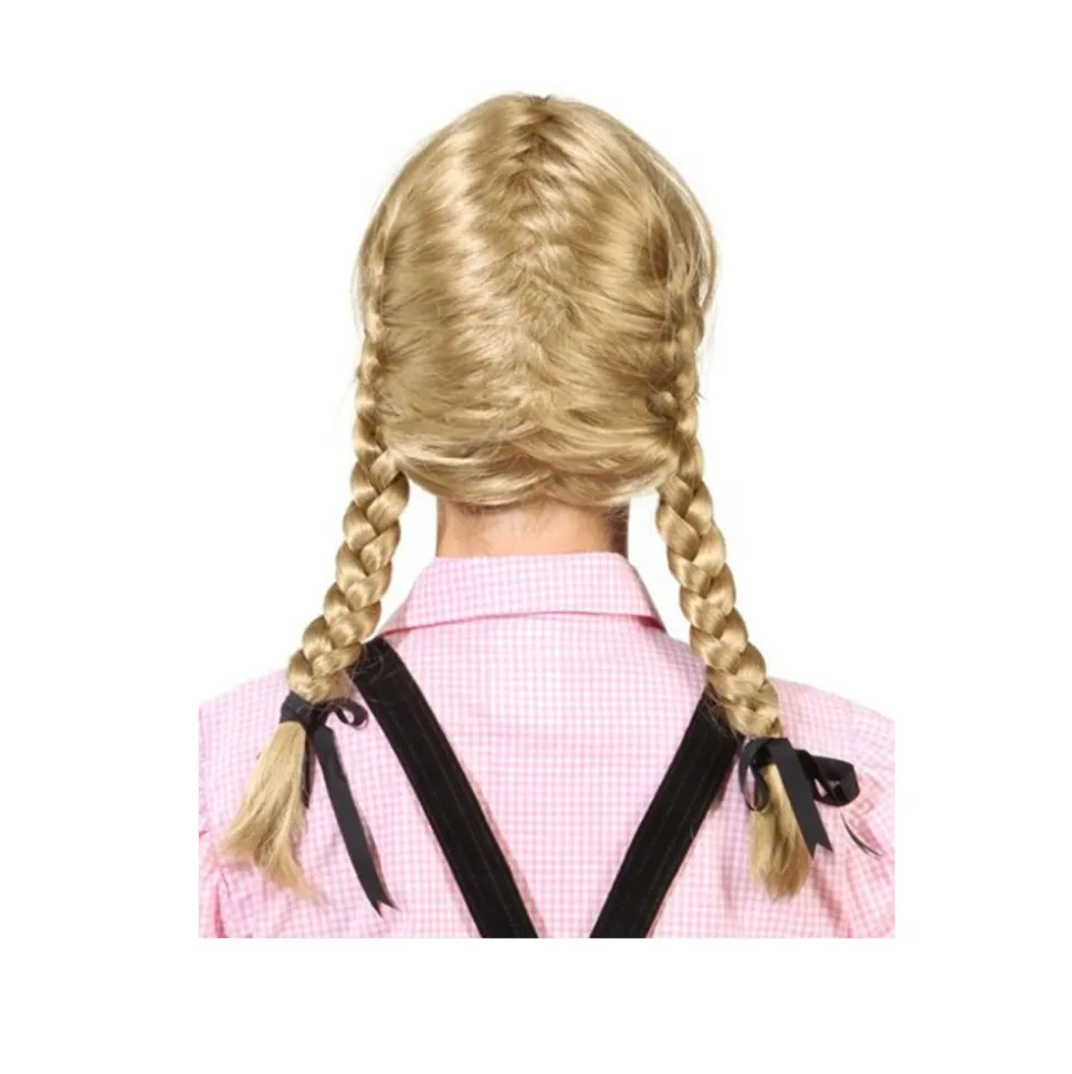 SALE Perücke Damen mit zwei geflochtenen Zöpfen und Pony, mittelblond
