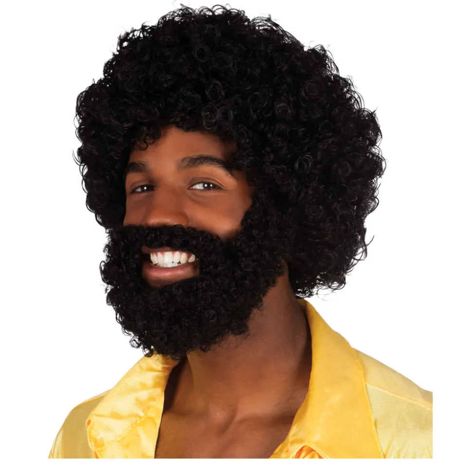 SALE Perücke Herren Afro mit Bart, Rufus, schwarz