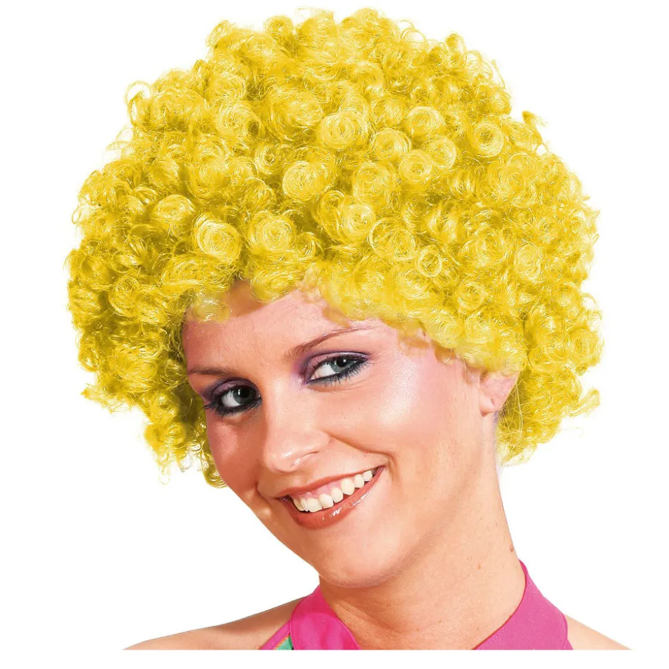 SALE Perücke Unisex Clown, Afro Hair, kleine Locken, gelb